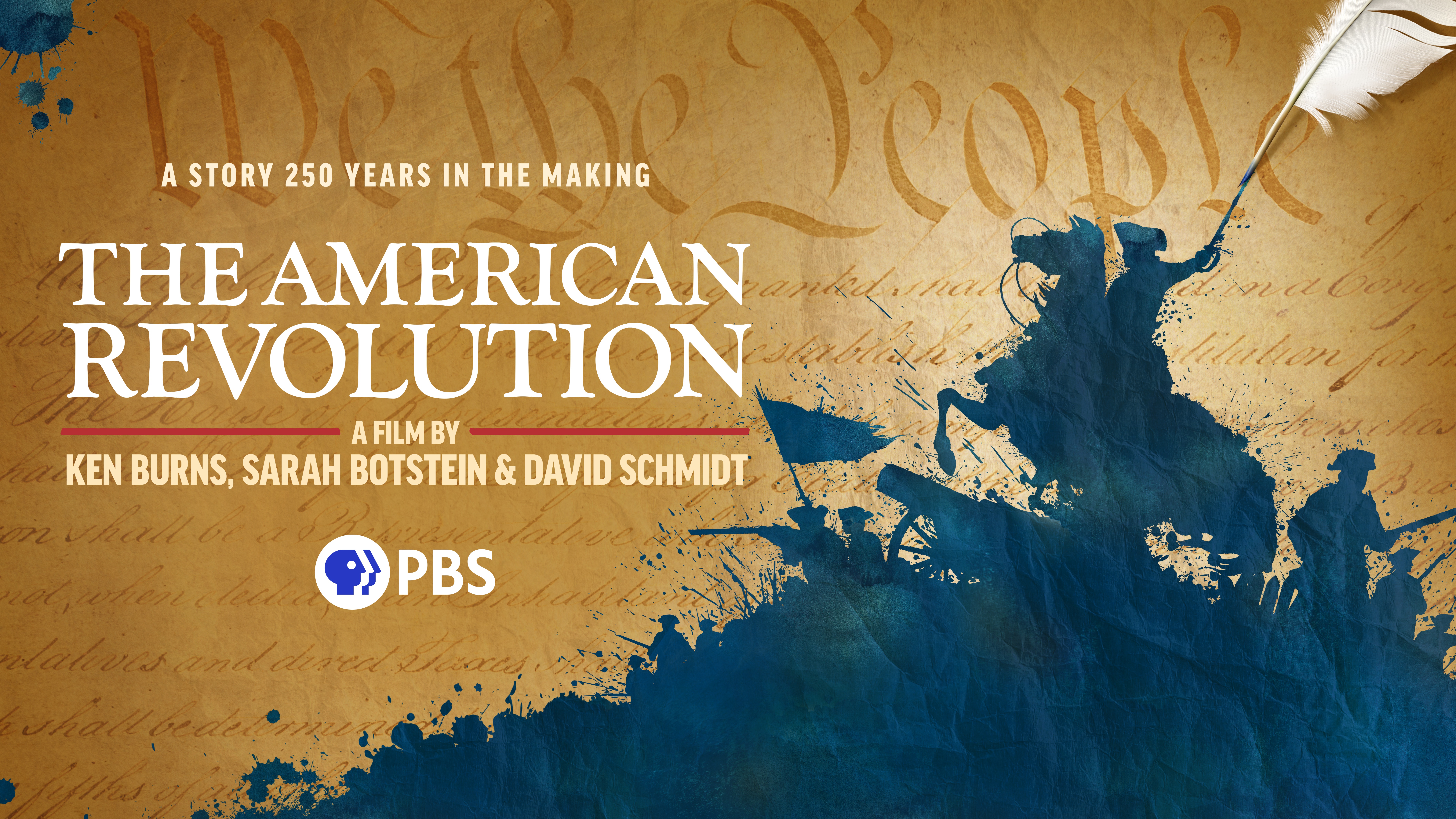 Silhouettes of American revolutionist from the 1700s next to the words The American Revolution PBS